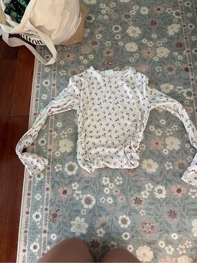 abercrombie kids White Long-Sleeve Top with Red Cherry Print